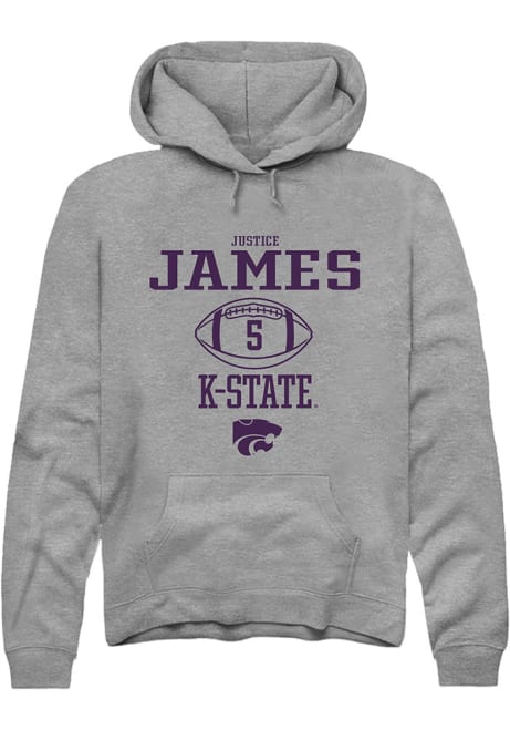 Justice James Rally Mens Graphite K-State Wildcats NIL Sport Icon Hooded Sweatshirt
