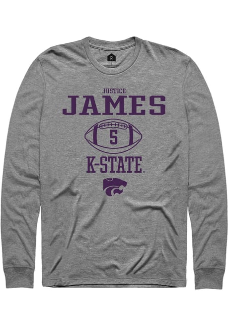 Justice James Rally Mens Graphite K-State Wildcats NIL Sport Icon Tee