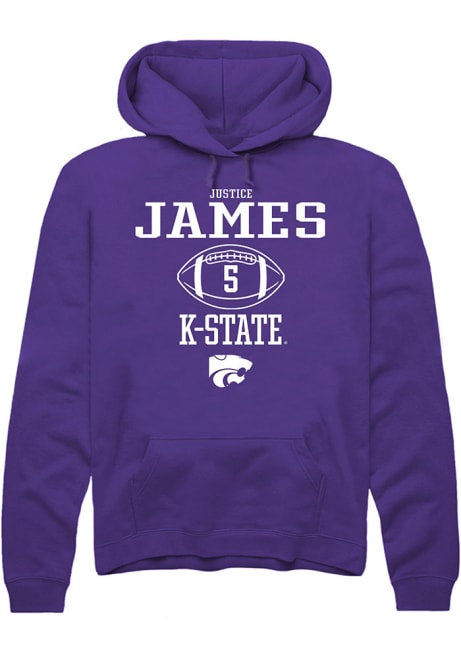 Justice James Rally Mens Purple K-State Wildcats NIL Sport Icon Hooded Sweatshirt