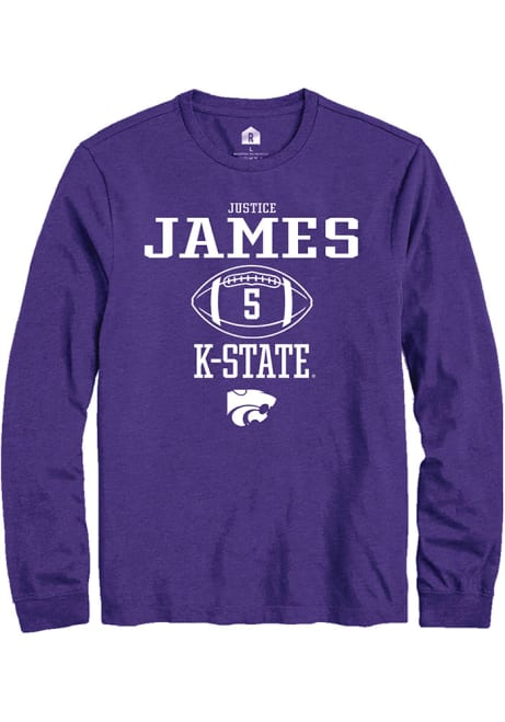 Justice James Rally Mens Purple K-State Wildcats NIL Sport Icon Tee