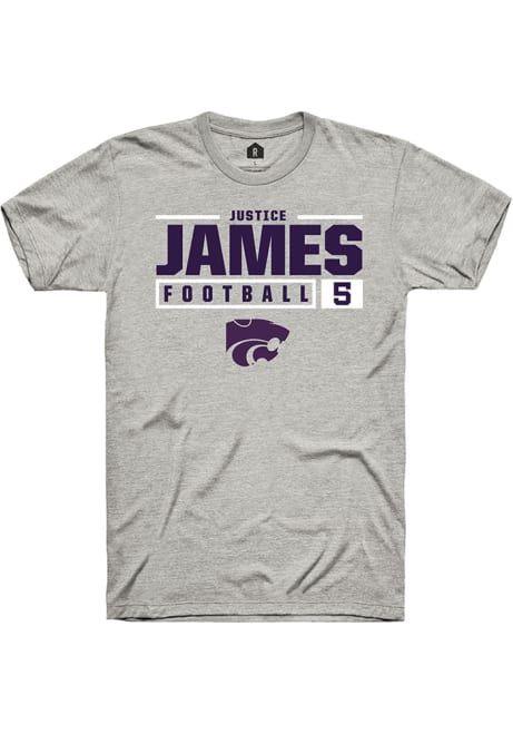Justice James Ash K-State Wildcats NIL Stacked Box Short Sleeve T Shirt
