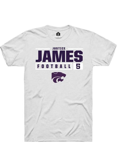Justice James White K-State Wildcats NIL Stacked Box Short Sleeve T Shirt