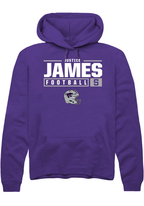 Justice James Rally Mens Purple K-State Wildcats NIL Stacked Box Hooded Sweatshirt