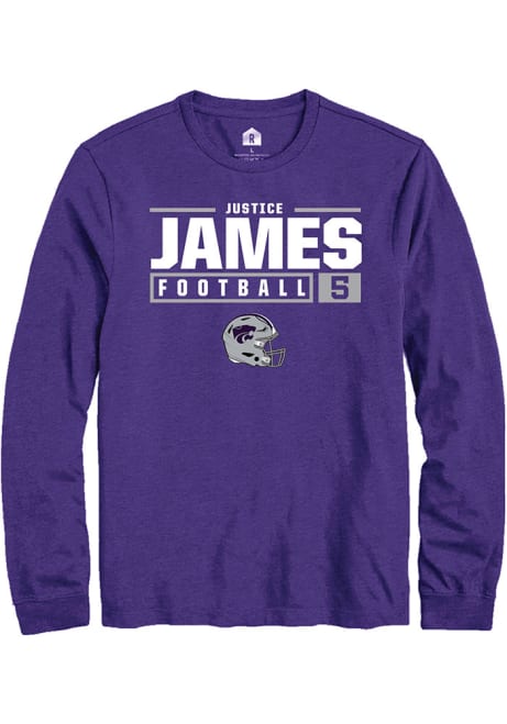 Justice James Rally Mens Purple K-State Wildcats NIL Stacked Box Tee