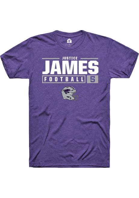 Justice James Purple K-State Wildcats NIL Stacked Box Short Sleeve T Shirt