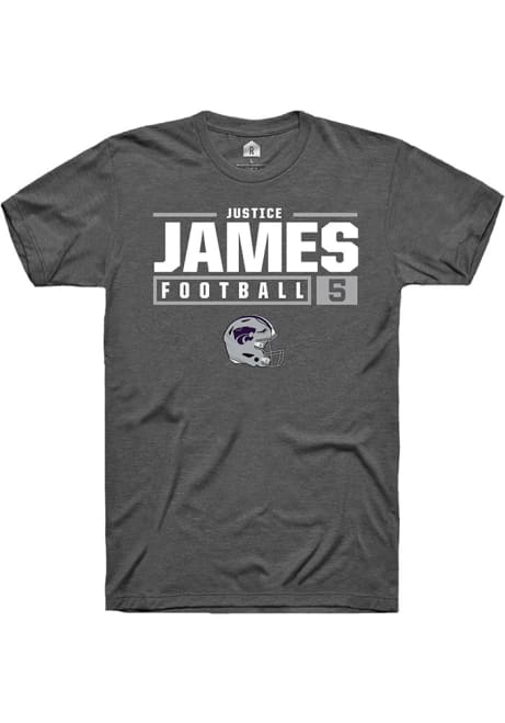 Justice James Grey K-State Wildcats NIL Stacked Box Short Sleeve T Shirt