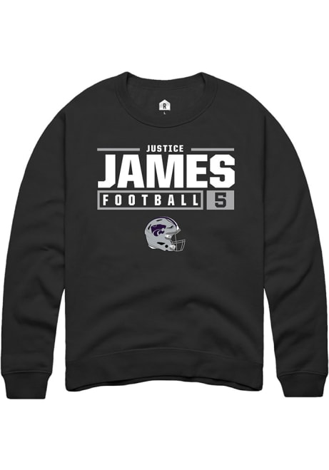 Justice James Rally Mens Black K-State Wildcats NIL Stacked Box Crew Sweatshirt