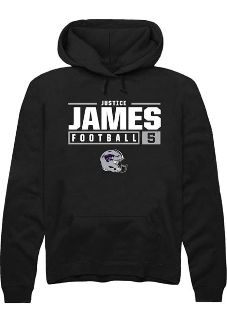 Justice James Rally Mens Black K-State Wildcats NIL Stacked Box Hooded Sweatshirt