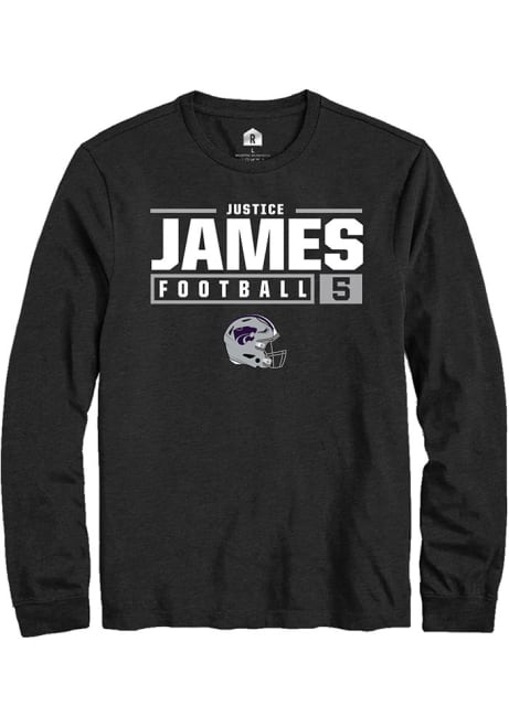 Justice James Rally Mens Black K-State Wildcats NIL Stacked Box Tee