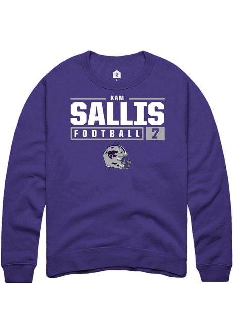 Kameron Sallis Rally Mens Purple K-State Wildcats NIL Stacked Box Crew Sweatshirt