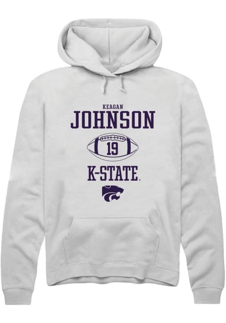 Keagan Johnson Rally Mens White K-State Wildcats NIL Sport Icon Hooded Sweatshirt