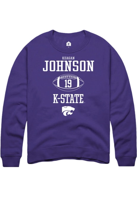 Keagan Johnson Rally Mens Purple K-State Wildcats NIL Sport Icon Crew Sweatshirt