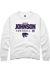 Main image for Keagan Johnson Rally Mens White K-State Wildcats NIL Stacked Box Crew Sweatshirt
