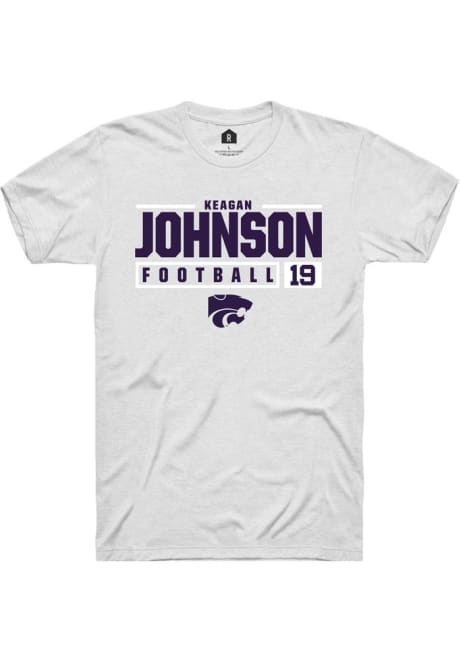 Keagan Johnson White K-State Wildcats NIL Stacked Box Short Sleeve T Shirt