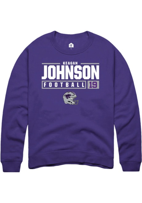 Keagan Johnson Rally Mens Purple K-State Wildcats NIL Stacked Box Crew Sweatshirt