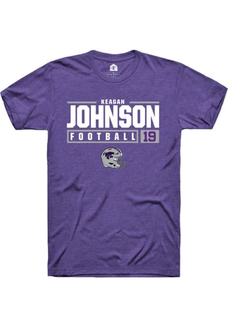 Keagan Johnson Purple K-State Wildcats NIL Stacked Box Short Sleeve T Shirt