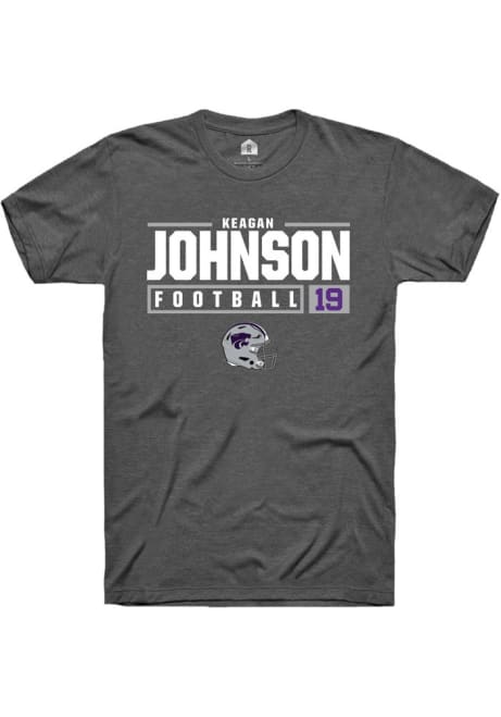 Keagan Johnson Dark Grey K-State Wildcats NIL Stacked Box Short Sleeve T Shirt