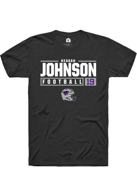 Keagan Johnson Black K-State Wildcats NIL Stacked Box Short Sleeve T Shirt