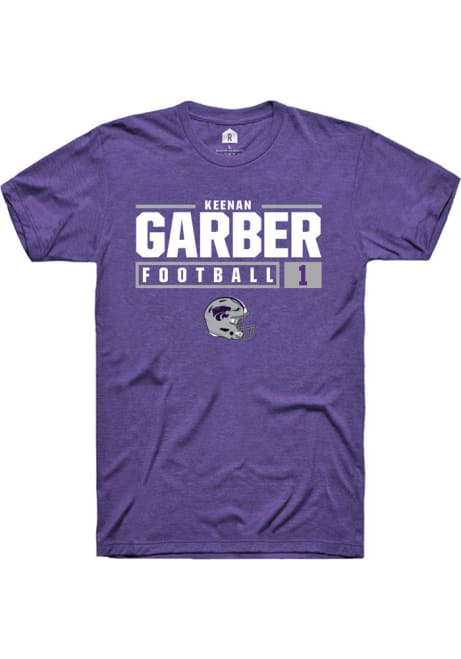 Keenan Garber Purple K-State Wildcats NIL Stacked Box Short Sleeve T Shirt