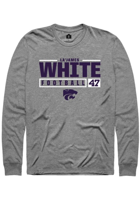 La’James White Rally Mens Grey K-State Wildcats NIL Stacked Box Tee