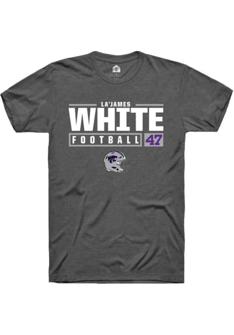 La’James White Dark Grey K-State Wildcats NIL Stacked Box Short Sleeve T Shirt