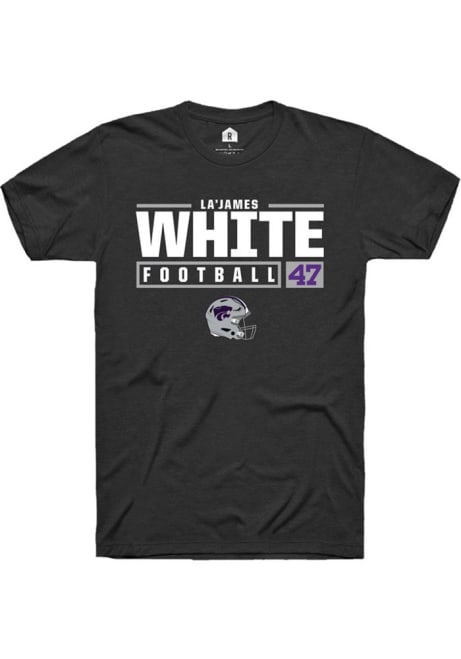 La’James White Black K-State Wildcats NIL Stacked Box Short Sleeve T Shirt