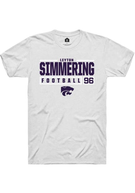 Leyton Simmering White K-State Wildcats NIL Stacked Box Short Sleeve T Shirt