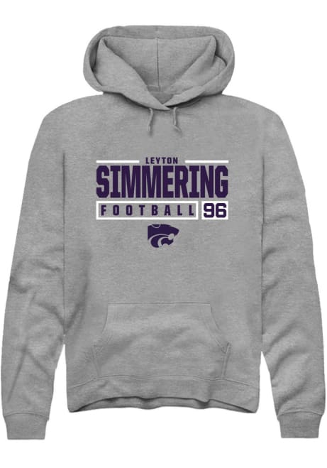 Leyton Simmering Rally Mens Graphite K-State Wildcats NIL Stacked Box Hooded Sweatshirt