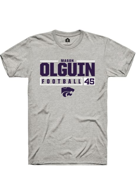 Mason Olguin Ash K-State Wildcats NIL Stacked Box Short Sleeve T Shirt