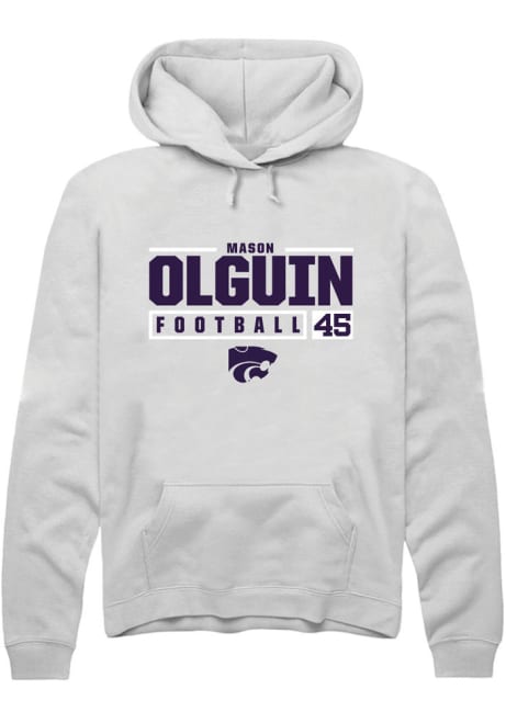 Mason Olguin Rally Mens White K-State Wildcats NIL Stacked Box Hooded Sweatshirt