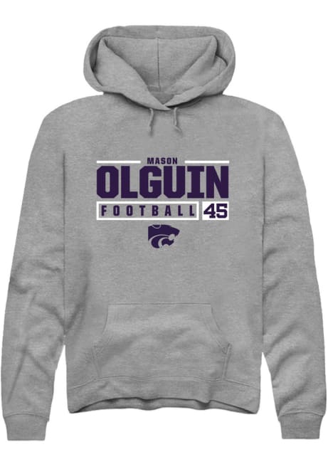 Mason Olguin Rally Mens Graphite K-State Wildcats NIL Stacked Box Hooded Sweatshirt