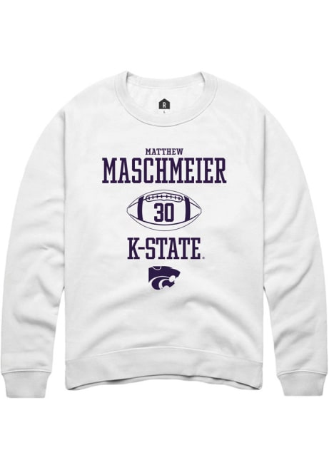 Matthew Maschmeier Rally Mens White K-State Wildcats NIL Sport Icon Crew Sweatshirt