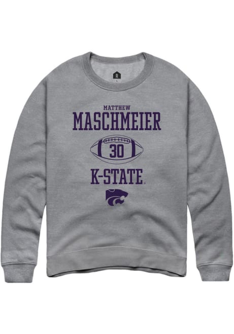 Matthew Maschmeier Rally Mens Grey K-State Wildcats NIL Sport Icon Crew Sweatshirt