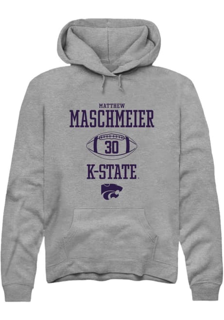 Matthew Maschmeier Rally Mens Graphite K-State Wildcats NIL Sport Icon Hooded Sweatshirt