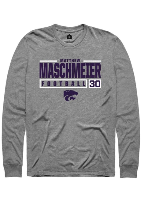 Matthew Maschmeier Rally Mens Graphite K-State Wildcats NIL Stacked Box Tee