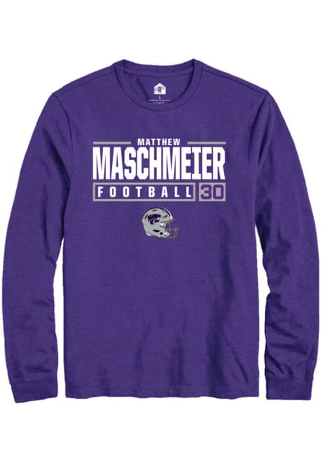 Matthew Maschmeier Rally Mens Purple K-State Wildcats NIL Stacked Box Tee