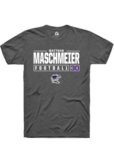 Matthew Maschmeier Dark Grey K-State Wildcats NIL Stacked Box Short Sleeve T Shirt