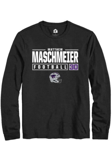 Matthew Maschmeier Rally Mens Black K-State Wildcats NIL Stacked Box Tee