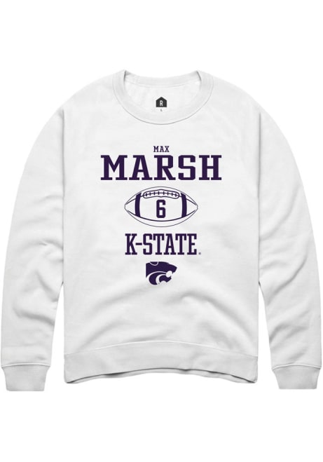 Max Marsh Rally Mens White K-State Wildcats NIL Sport Icon Crew Sweatshirt