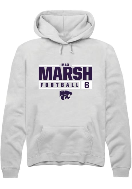 Max Marsh Rally Mens White K-State Wildcats NIL Stacked Box Hooded Sweatshirt
