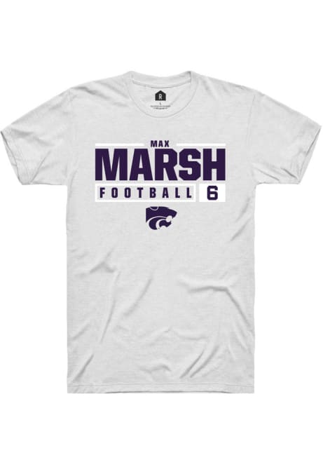 Max Marsh White K-State Wildcats NIL Stacked Box Short Sleeve T Shirt