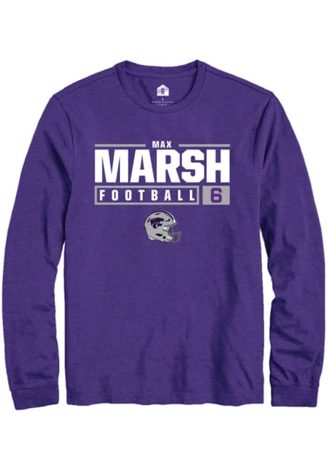 Max Marsh Rally Mens Purple K-State Wildcats NIL Stacked Box Tee