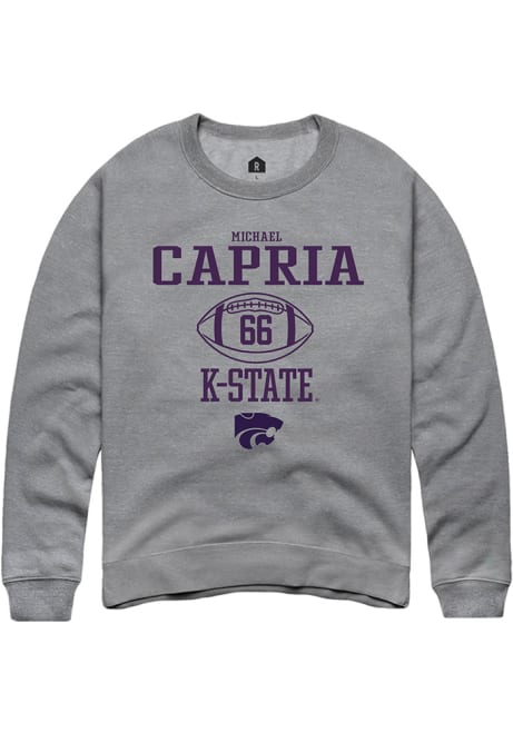 Michael Capria Rally Mens Graphite K-State Wildcats NIL Sport Icon Crew Sweatshirt