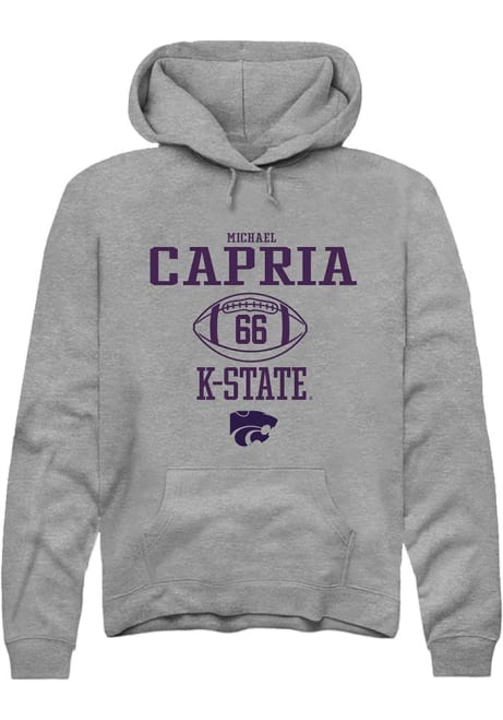 Michael Capria Rally Mens Grey K-State Wildcats NIL Sport Icon Hooded Sweatshirt