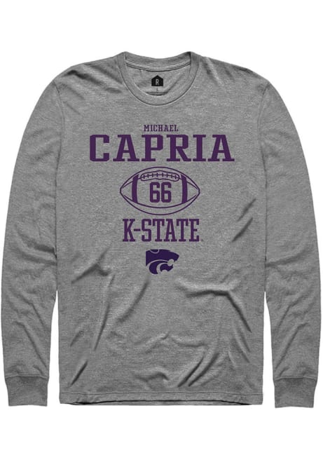 Michael Capria Rally Mens Grey K-State Wildcats NIL Sport Icon Tee