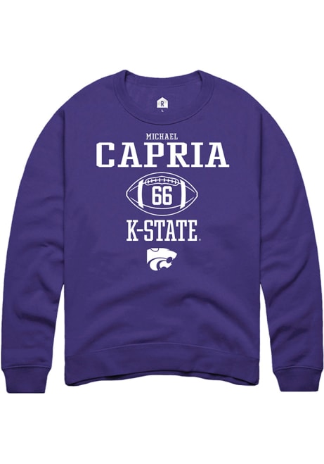 Michael Capria Rally Mens Purple K-State Wildcats NIL Sport Icon Crew Sweatshirt