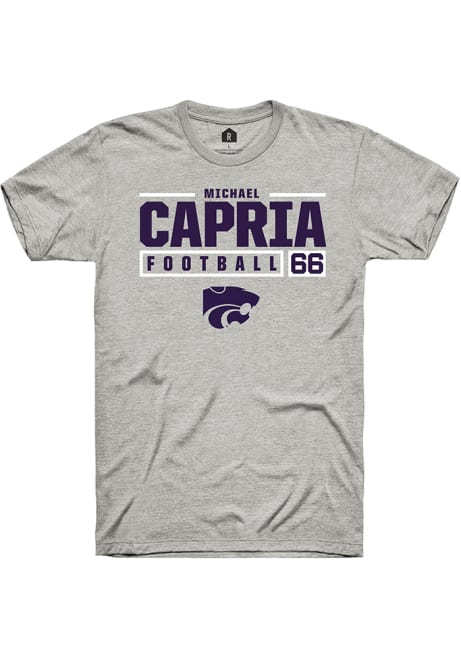 Michael Capria Ash K-State Wildcats NIL Stacked Box Short Sleeve T Shirt