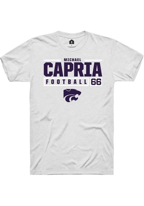 Michael Capria White K-State Wildcats NIL Stacked Box Short Sleeve T Shirt