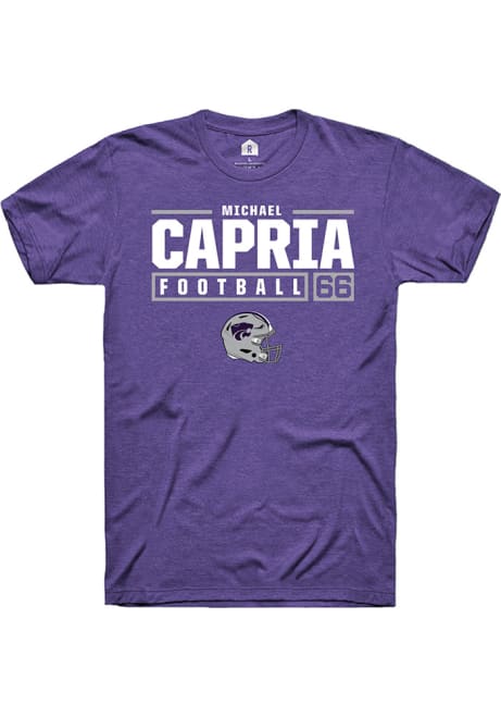 Michael Capria Purple K-State Wildcats NIL Stacked Box Short Sleeve T Shirt