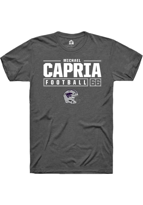 Michael Capria Dark Grey K-State Wildcats NIL Stacked Box Short Sleeve T Shirt